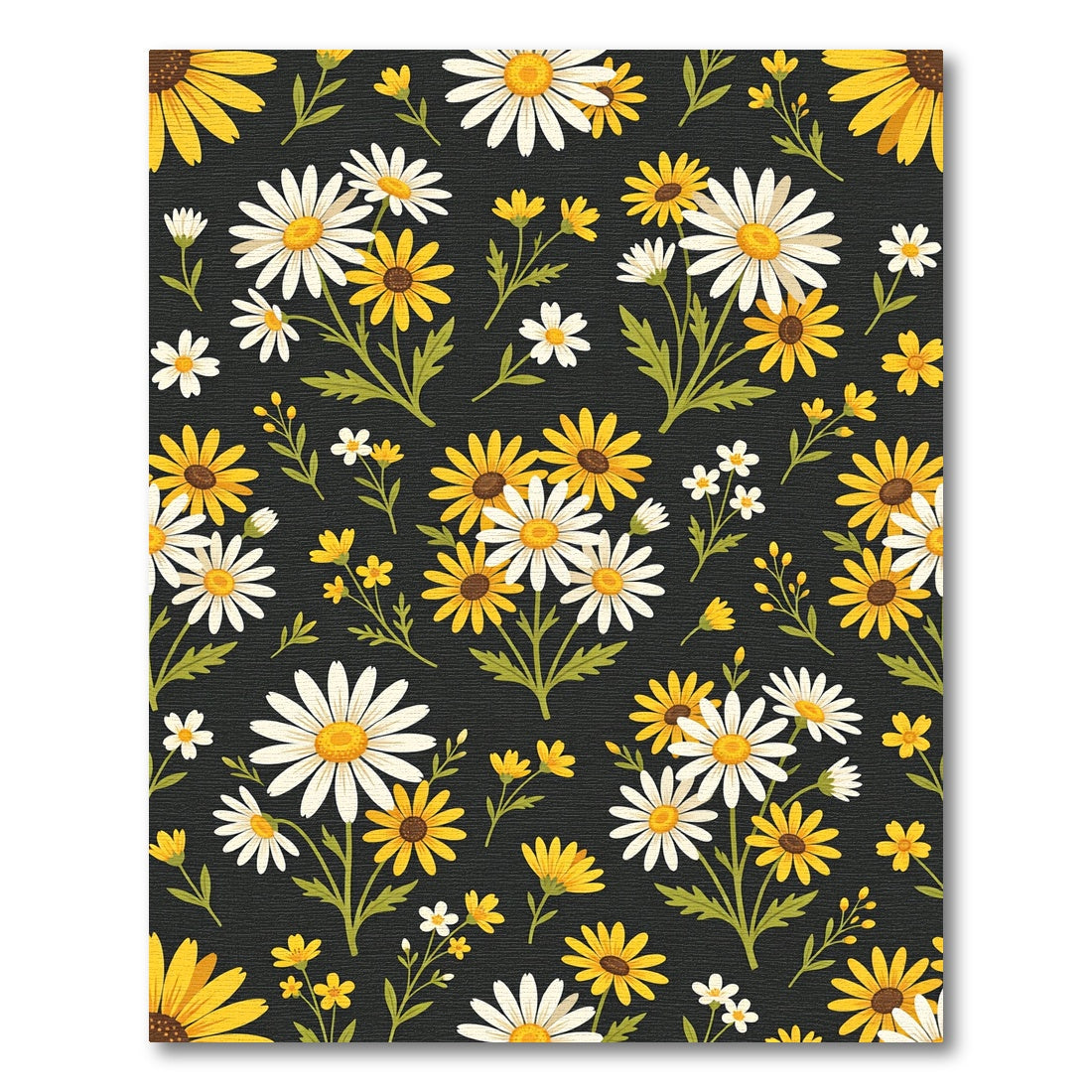 Cheerful Yellow White Daisy Meadow Rug