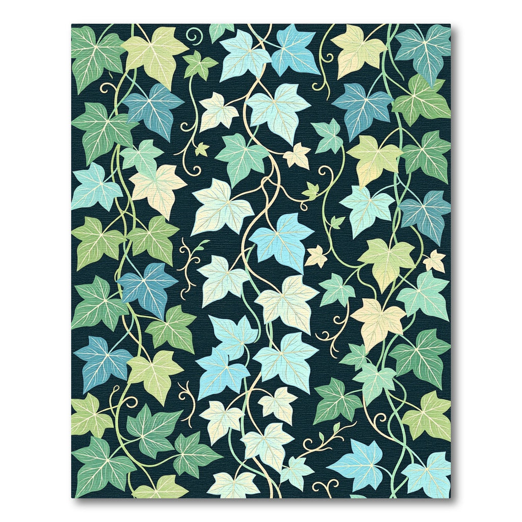 Ethereal Teal Ivy Leaf Botanical Rug
