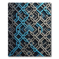 Abstract Navy and Silver Interlocking Chain Rug
