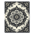 Elegant Monochrome Floral Medallion Square Centerpiece Rug