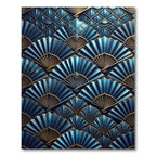 Art Deco Teal Gold Fan Arrangement Rug