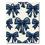 Elegant Navy Blue Tasseled Ribbon Knot Rug