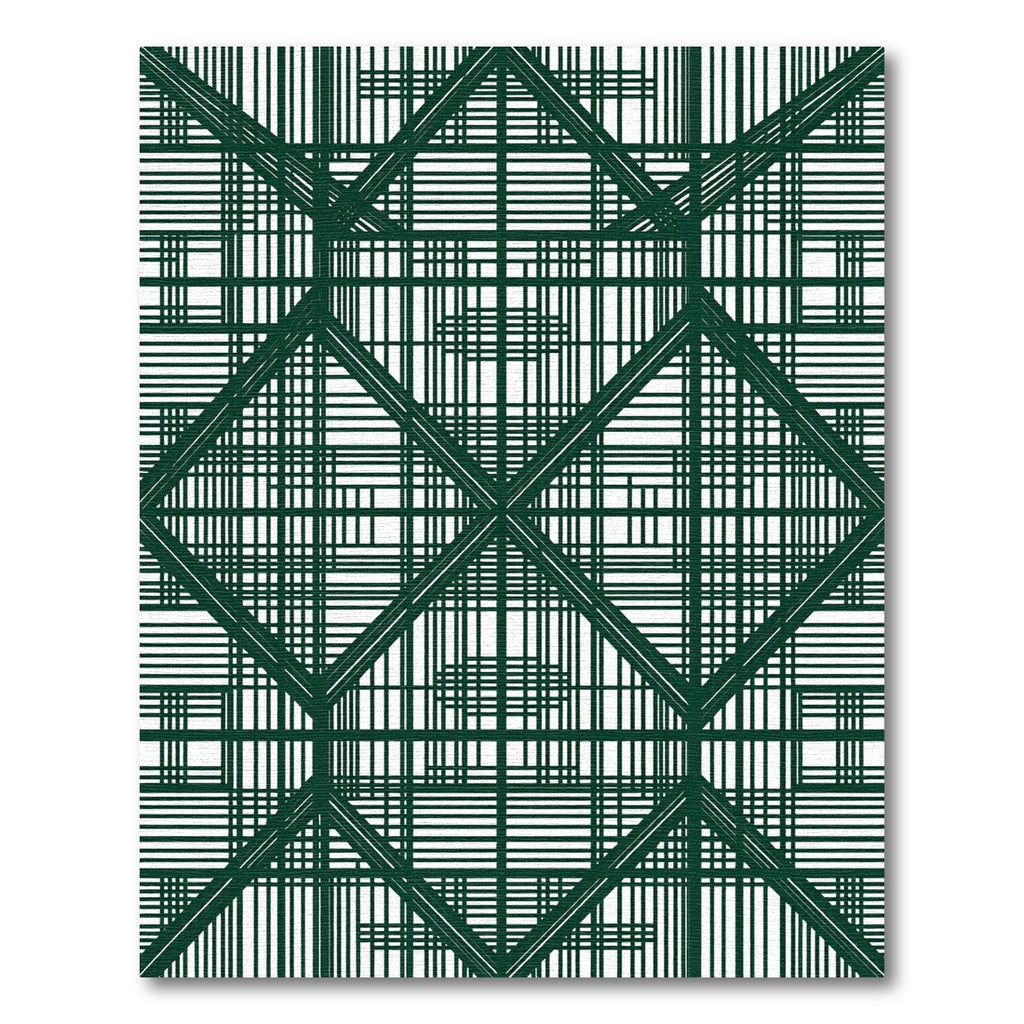 Deep Green Intersecting Lines Geometric Rug