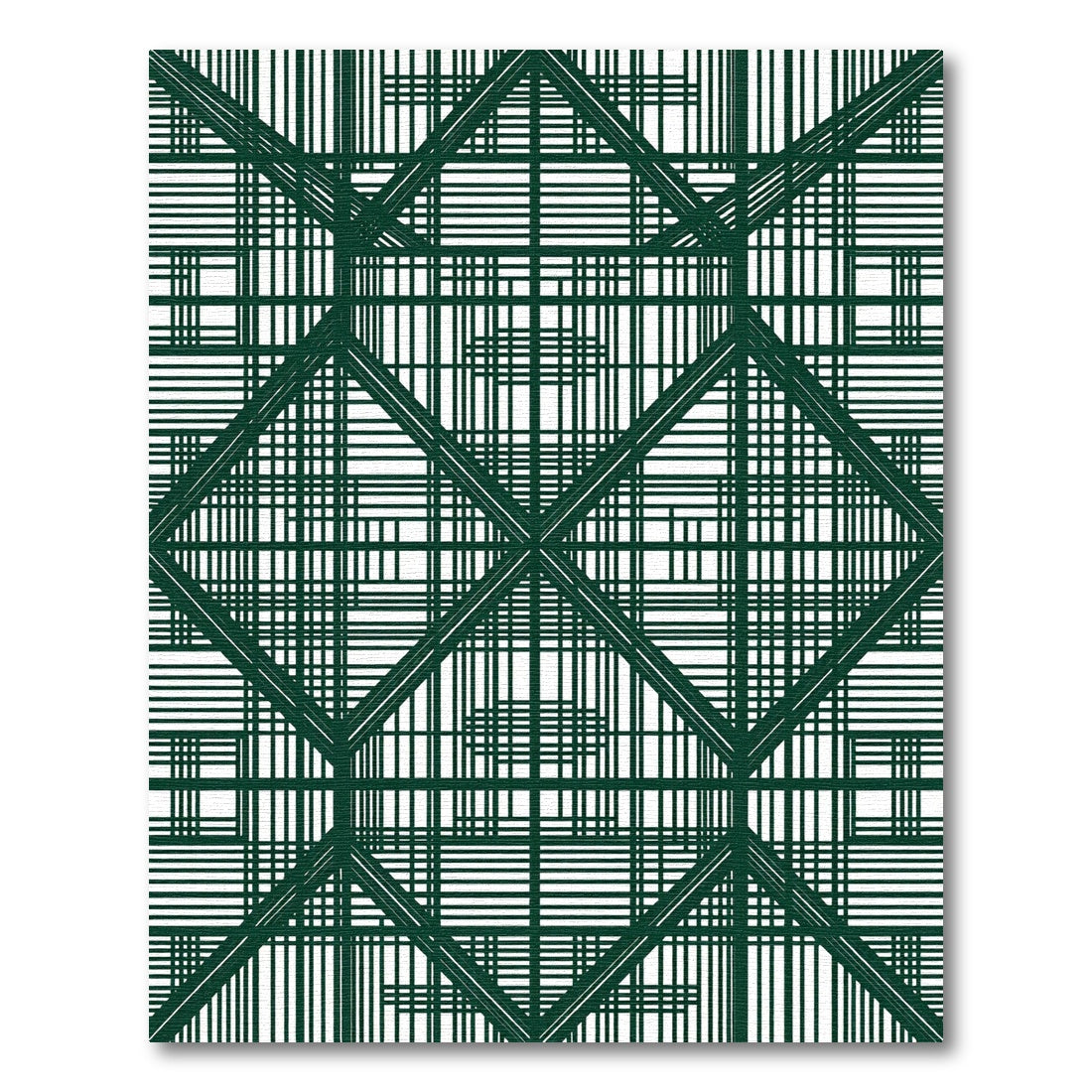 Deep Green Intersecting Lines Geometric Rug