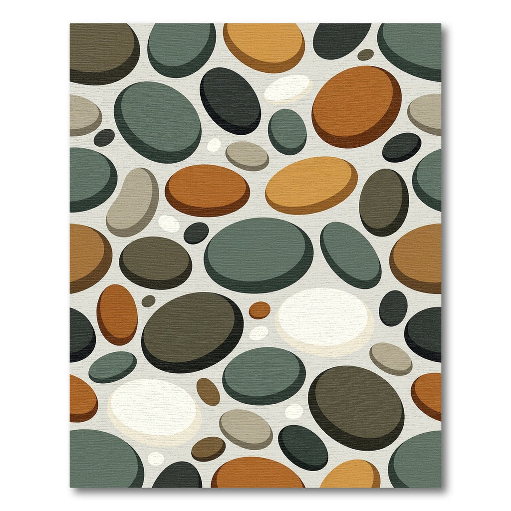 Abstract Earth Tone Pebble River Stone Rug