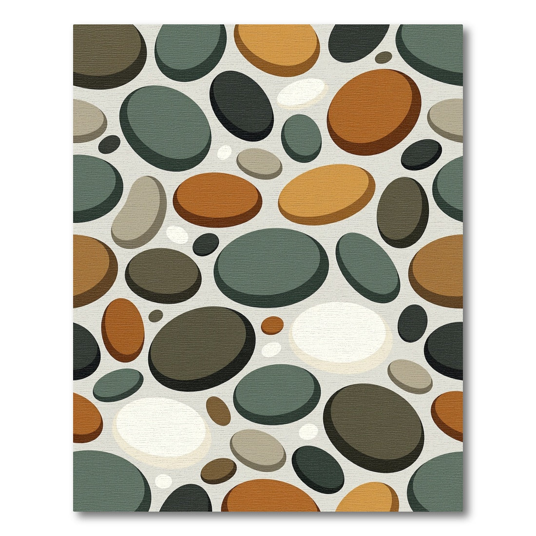 Abstract Earth Tone Pebble River Stone Rug