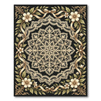 Cream Lace Floral Ribbon Frame Rug