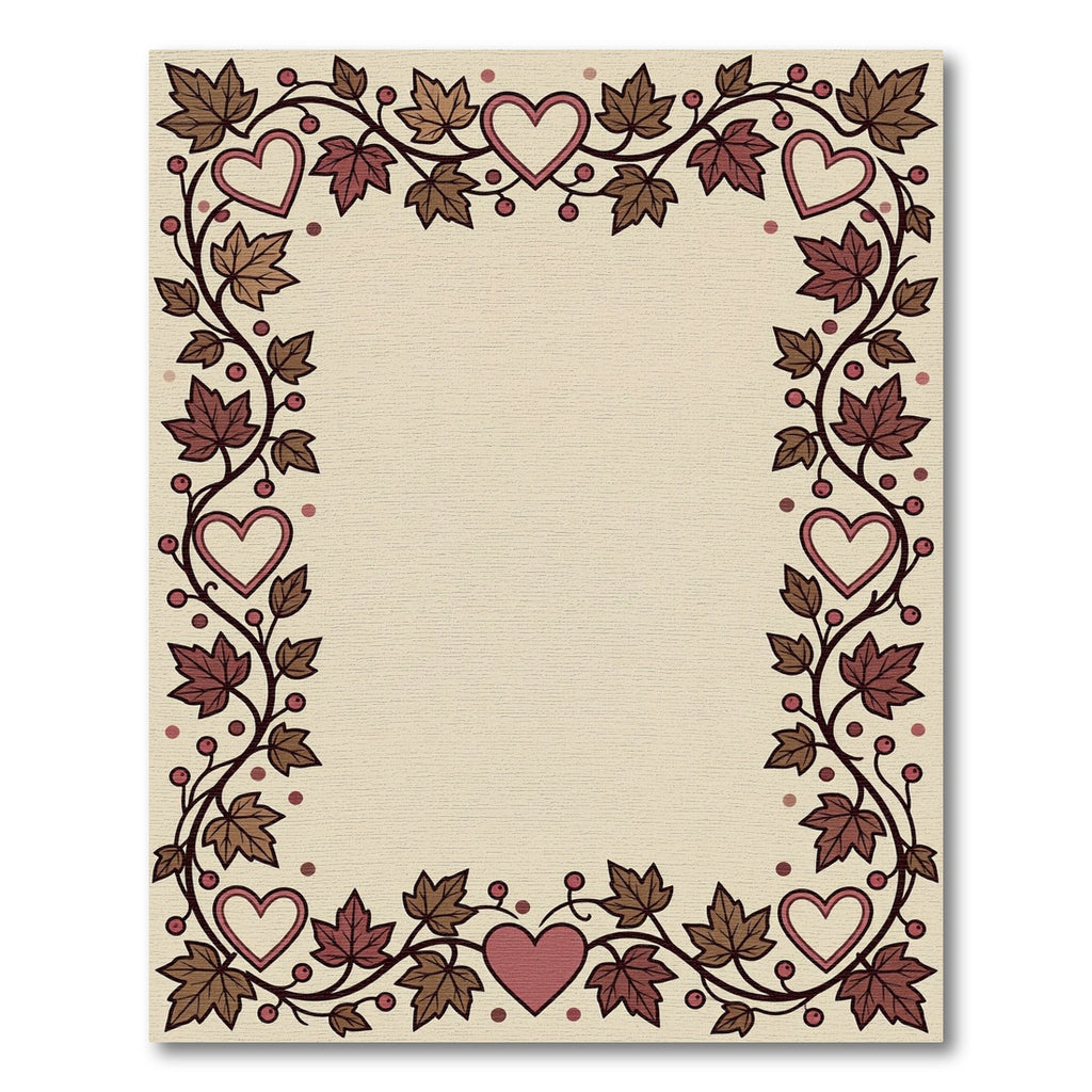Crimson Hearts Autumn Leaves Border Rug