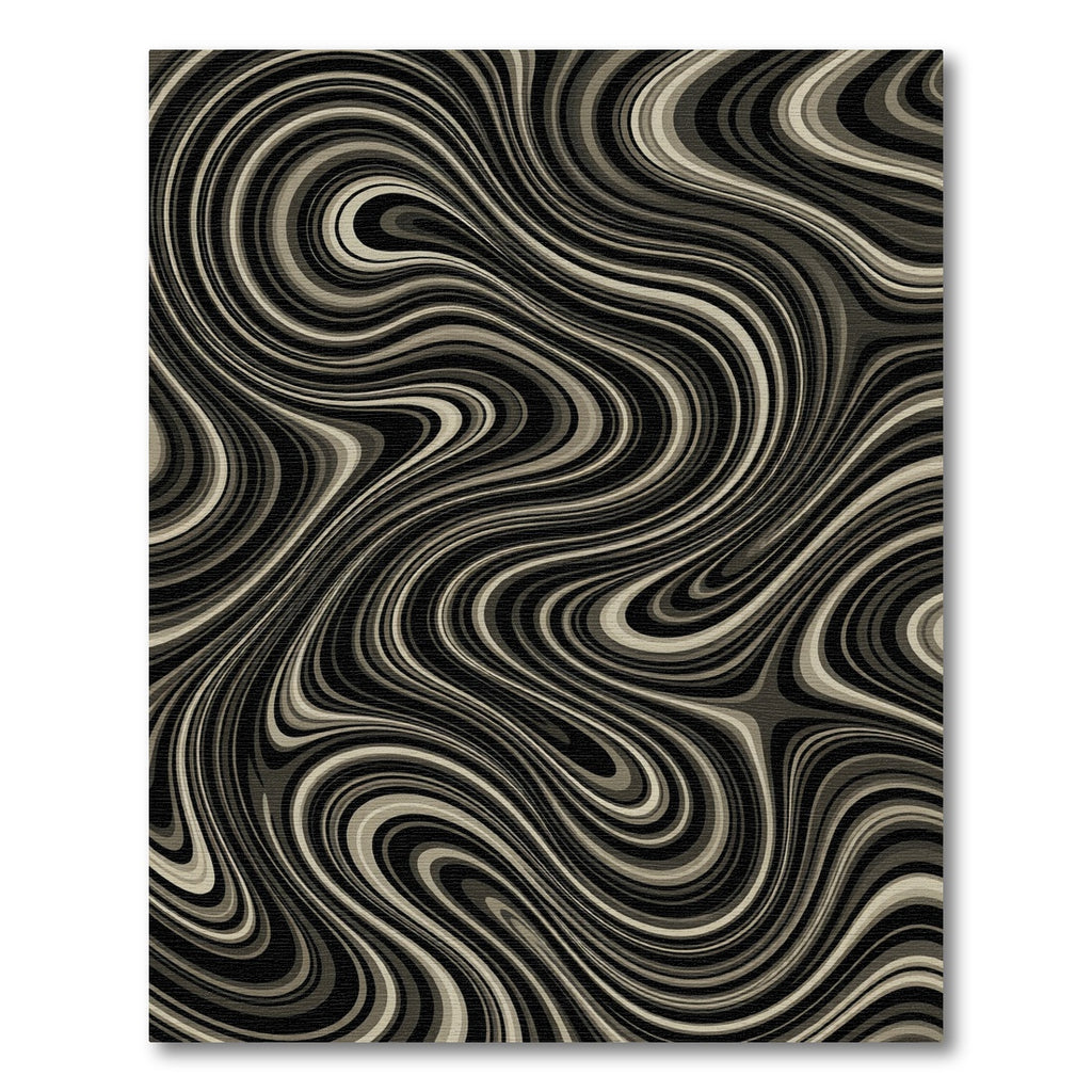 Dark Gray Swirl Marble Abstract Rug