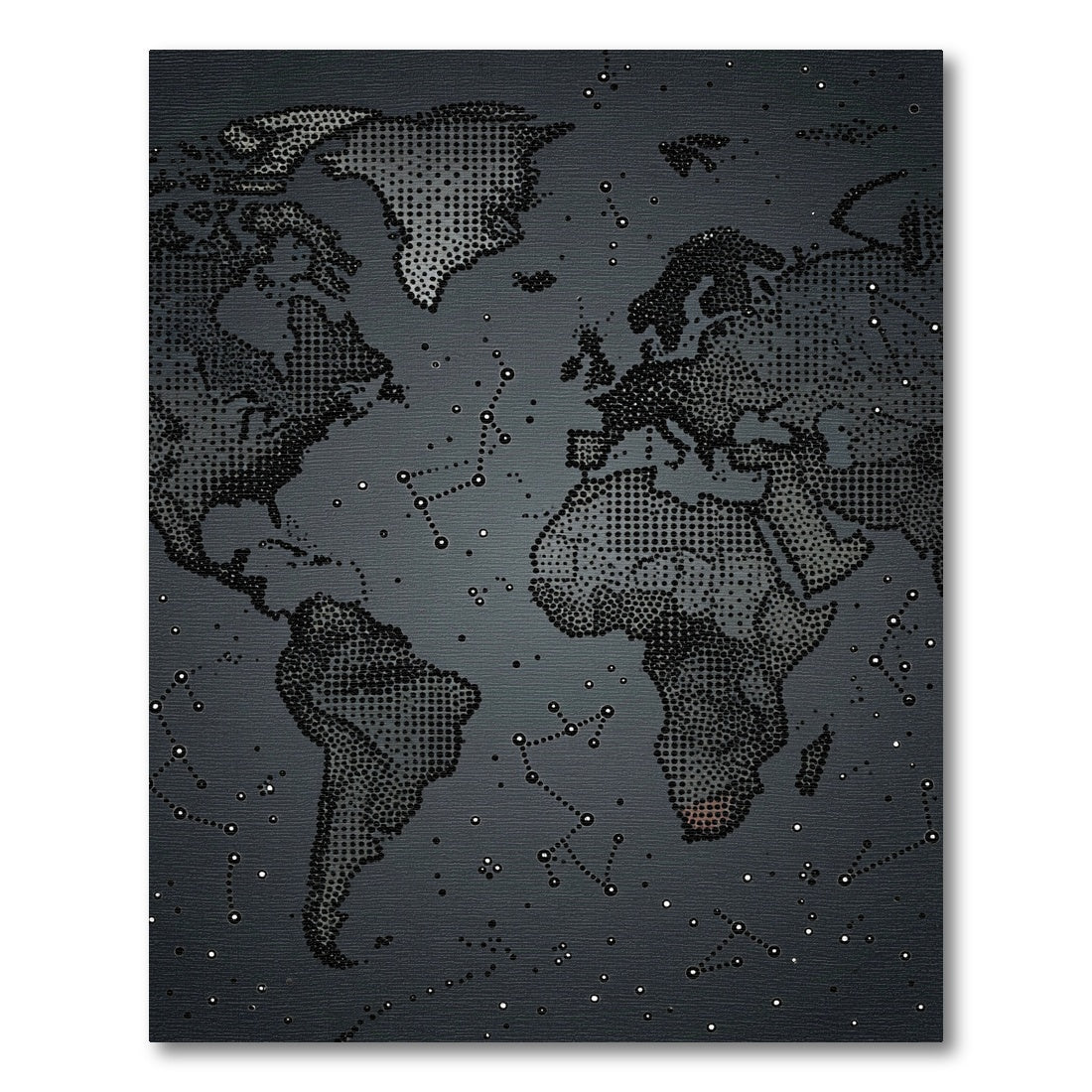 Abstract Starry World Map Dots Rug
