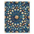 Geometric Starburst Azure and Gold Medallion Rug