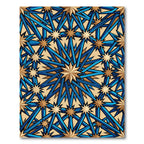 Geometric Starburst Azure and Gold Medallion Rug