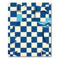 Blue and White Nautical Checkered Wave Rug