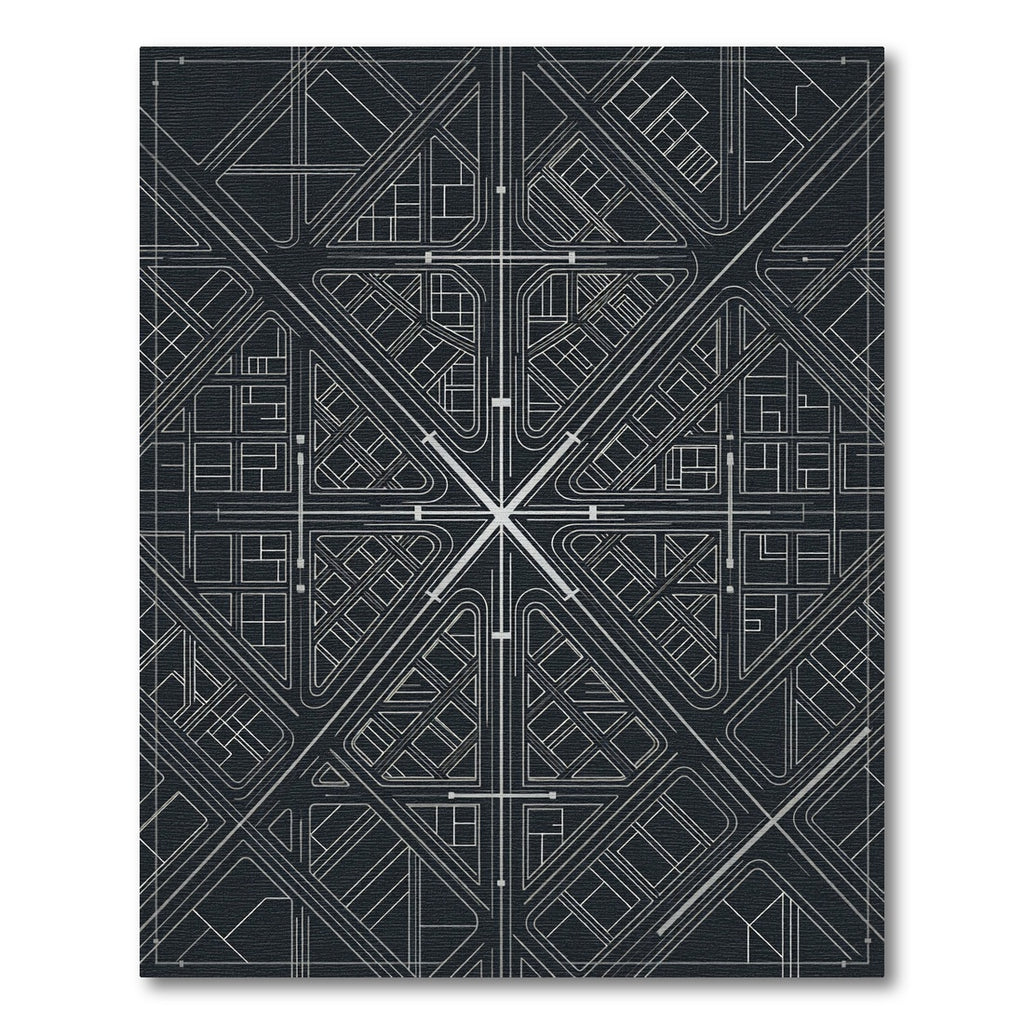 Art Deco Gray Cityscape Graphic Rug
