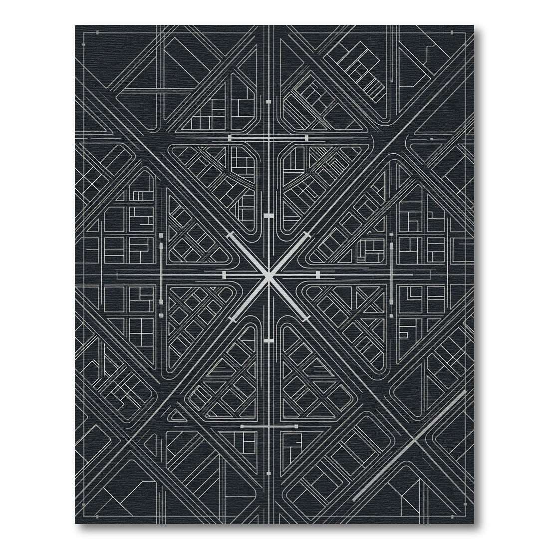 Art Deco Gray Cityscape Graphic Rug