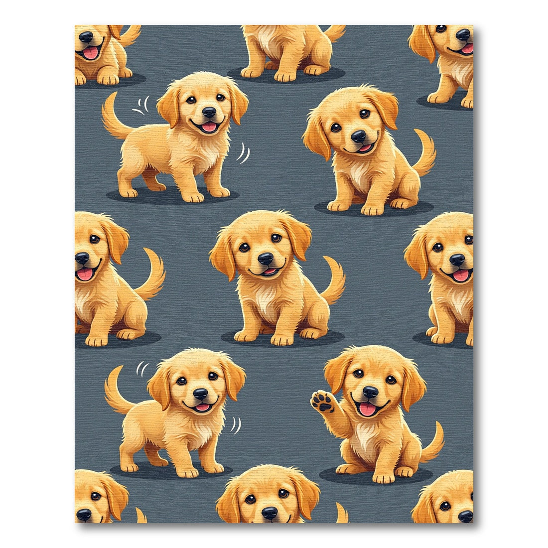Cheerful Golden Retriever Puppy Art Rug