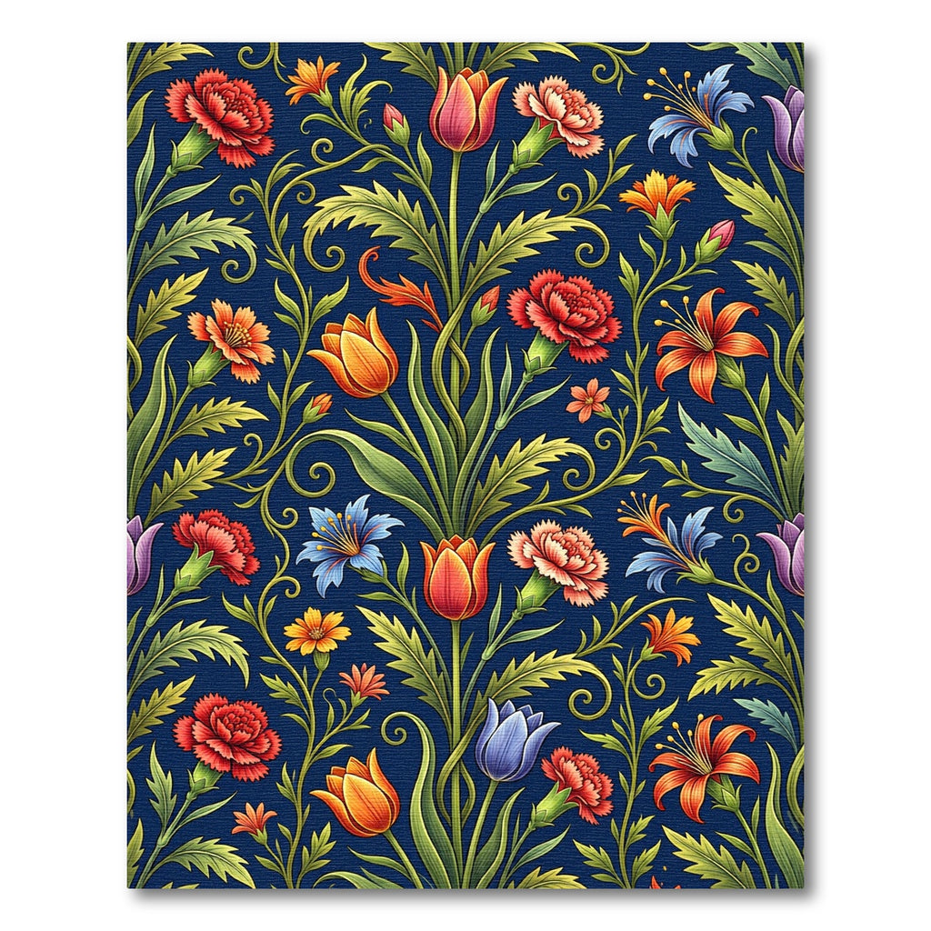 Rich Crimson Floral Tapestry Rug