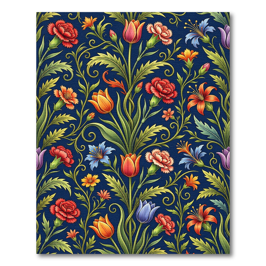 Rich Crimson Floral Tapestry Rug