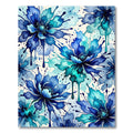 Abstract Indigo Floral Watercolor Wash Rug