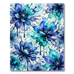 Abstract Indigo Floral Watercolor Wash Rug