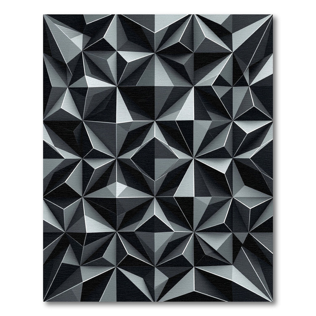 Monochromatic Geometric Faceted Relief Rug
