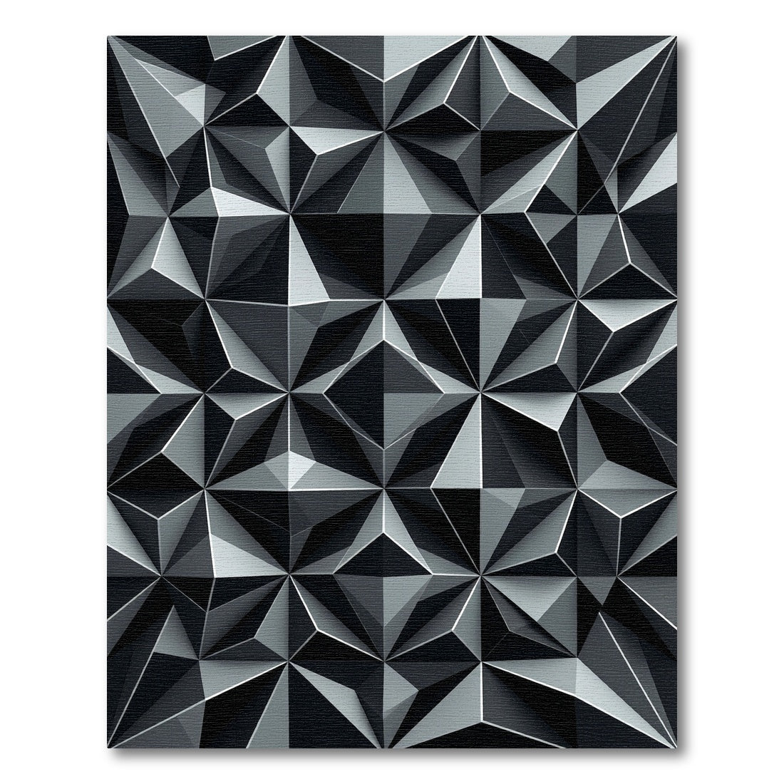 Monochromatic Geometric Faceted Relief Rug