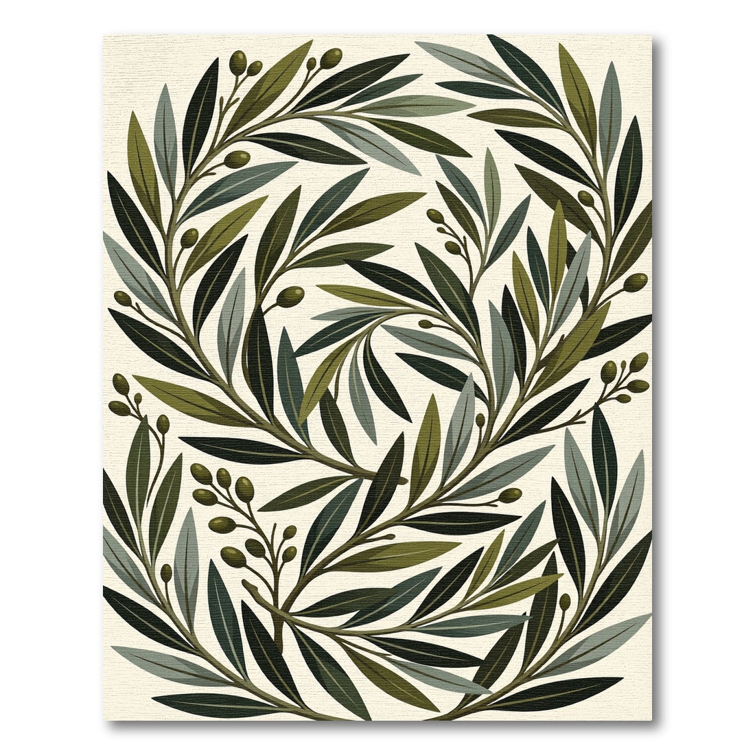 Sage Green Olive Branch Botanical Rug