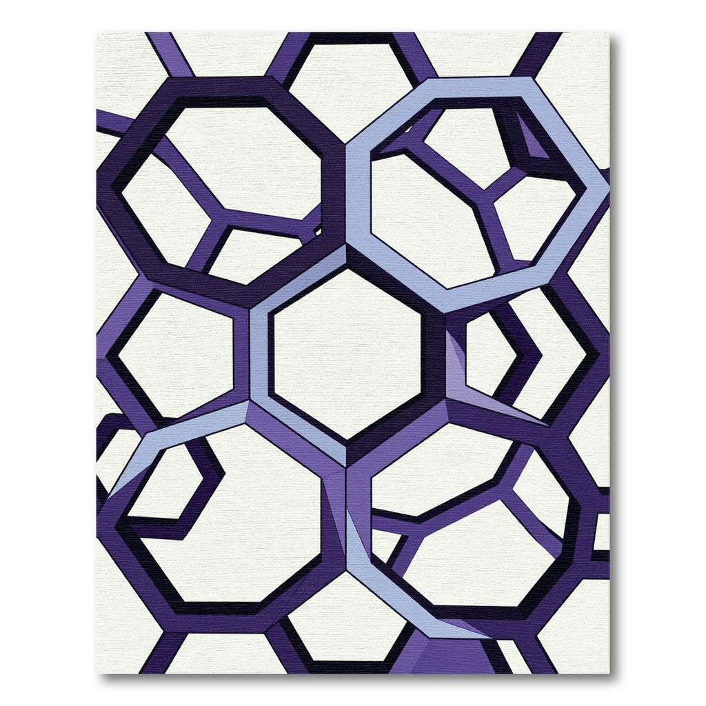 Geometric Purple Hexagon Linked Lattice Rug