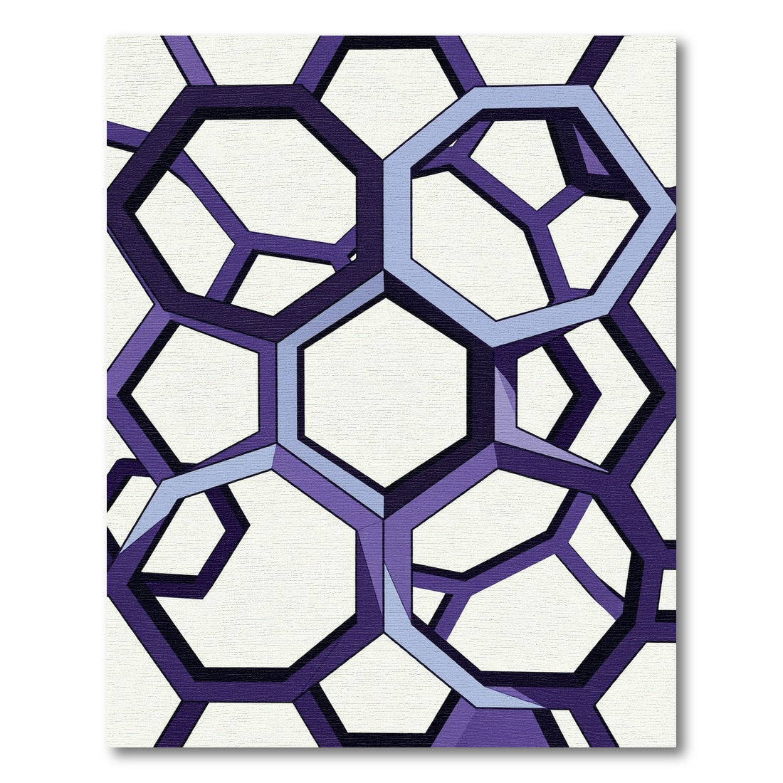Geometric Purple Hexagon Linked Lattice Rug