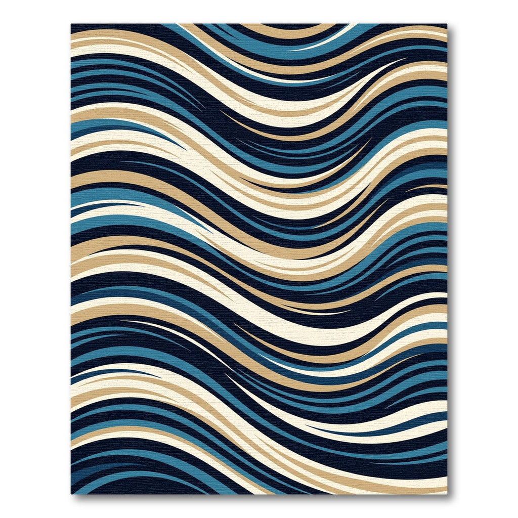 Modern Blue and Beige Wavy Lines Rug