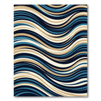 Modern Blue and Beige Wavy Lines Rug