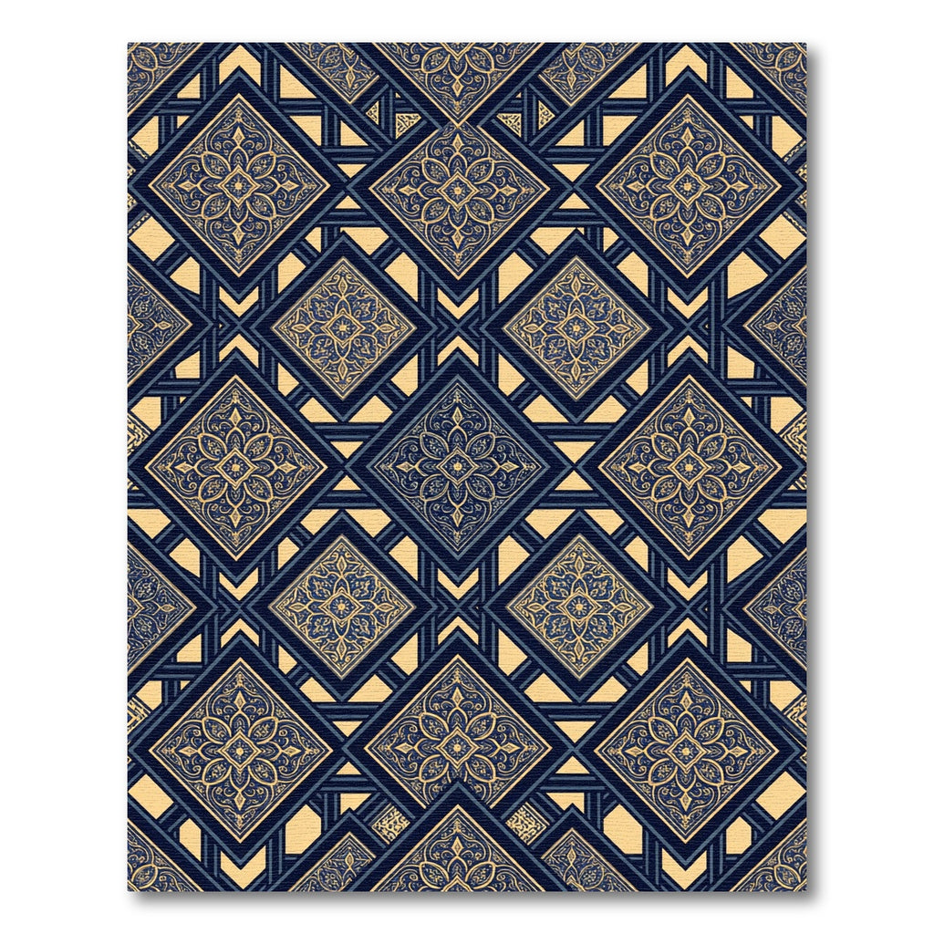 Navajo Blue Geometric Diamond Medallion Rug
