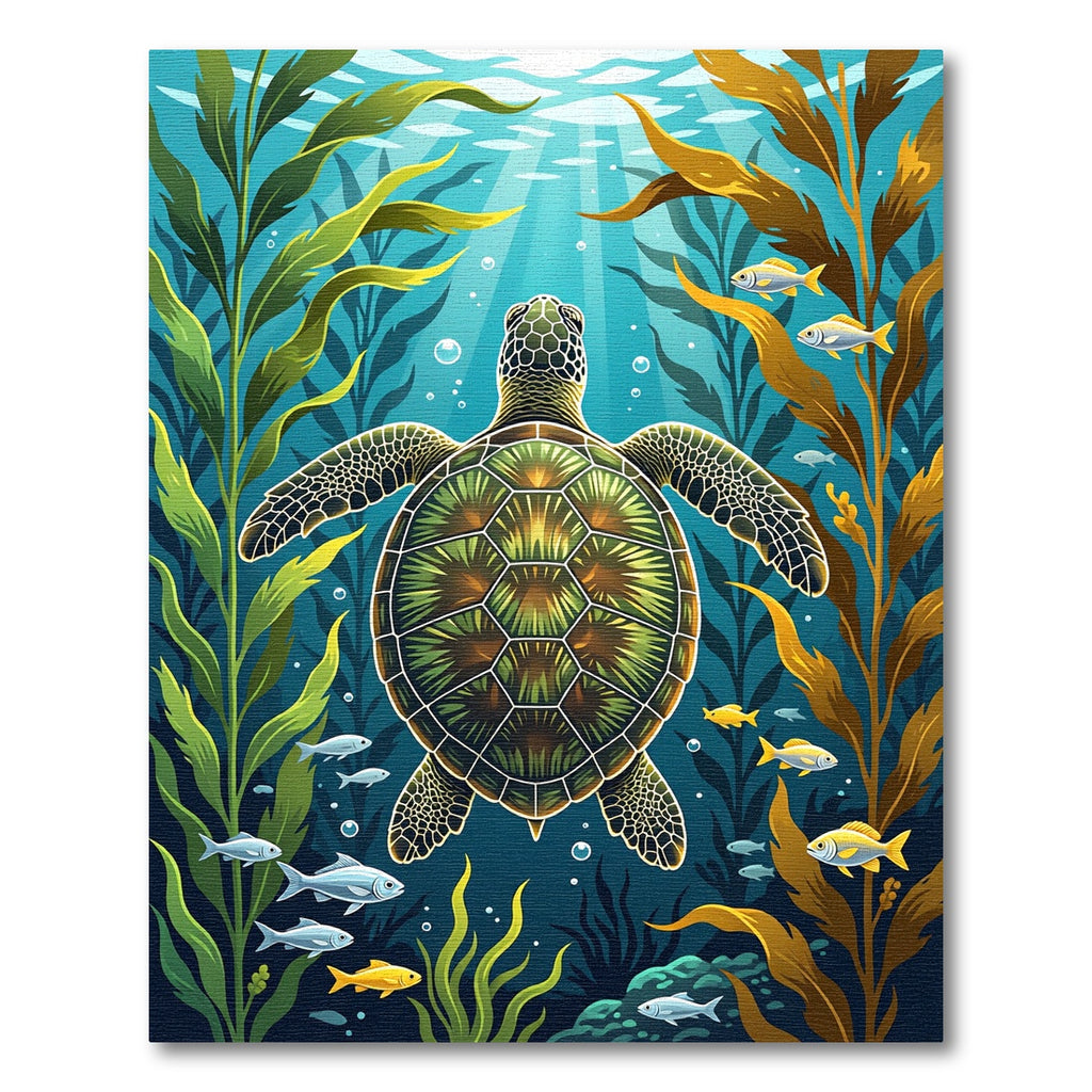 Majestic Sea Turtle Kelp Forest Rug