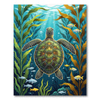 Majestic Sea Turtle Kelp Forest Rug
