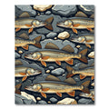 River Fish and Stone Mosaic Rug