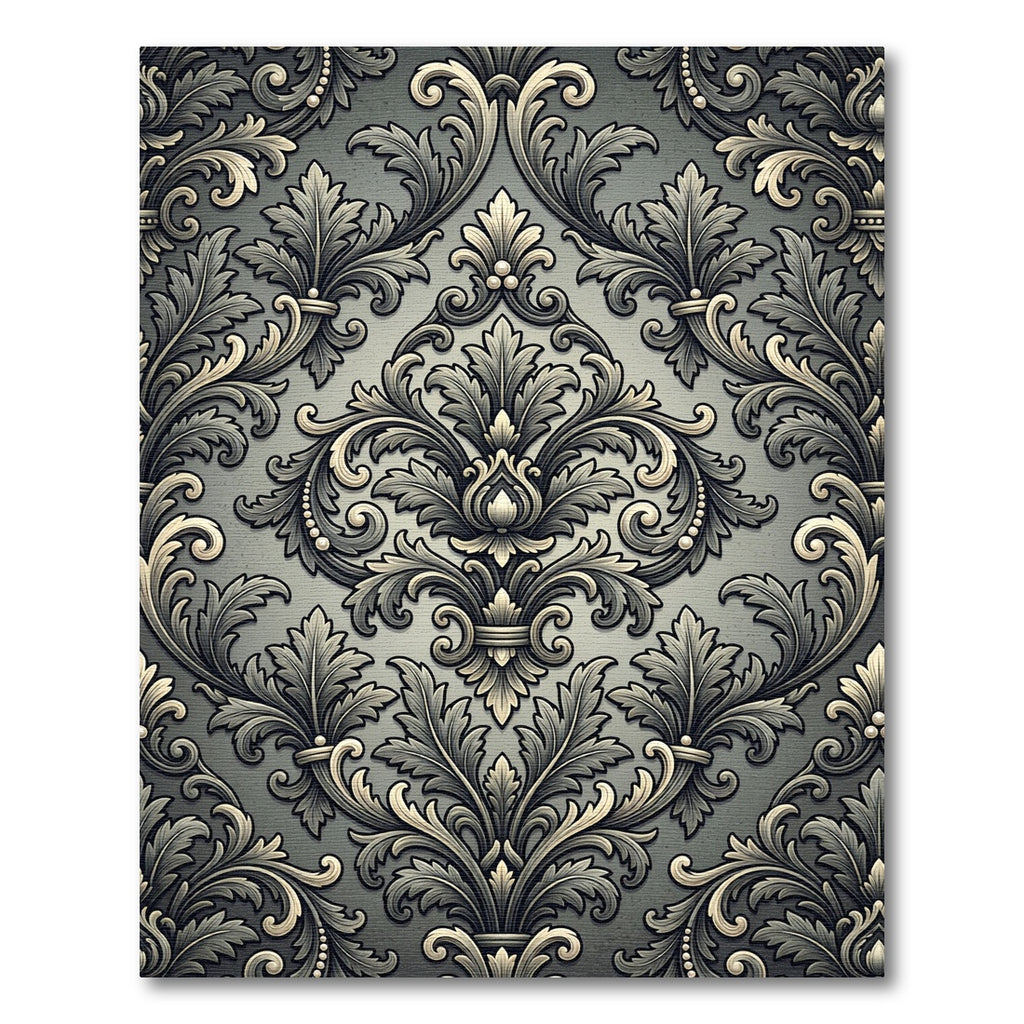 Ornate Silver Acanthus Scroll Rug