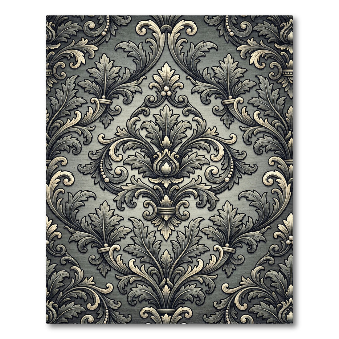 Ornate Silver Acanthus Scroll Rug
