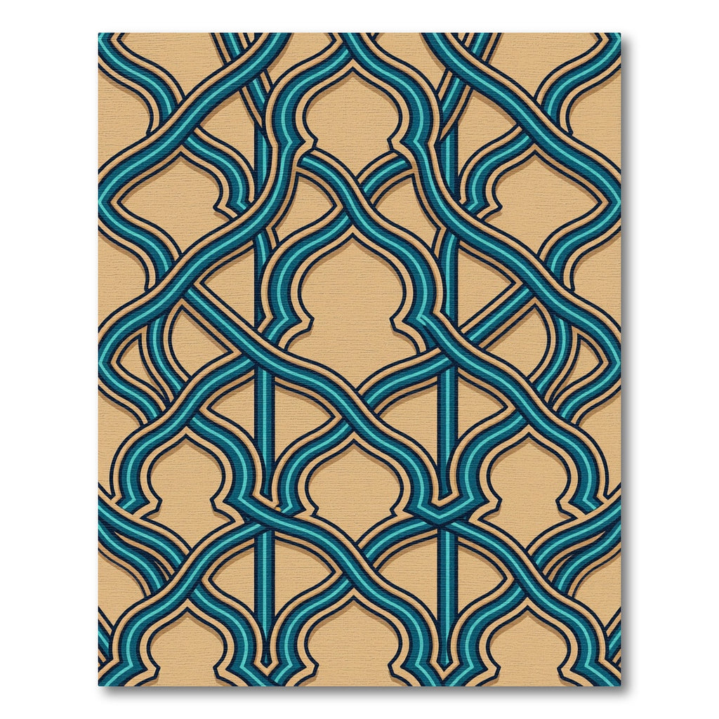 Interlocking Teal Archway Lattice Rug