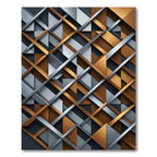Contemporary Copper and Steel Geometric Lattice Rug