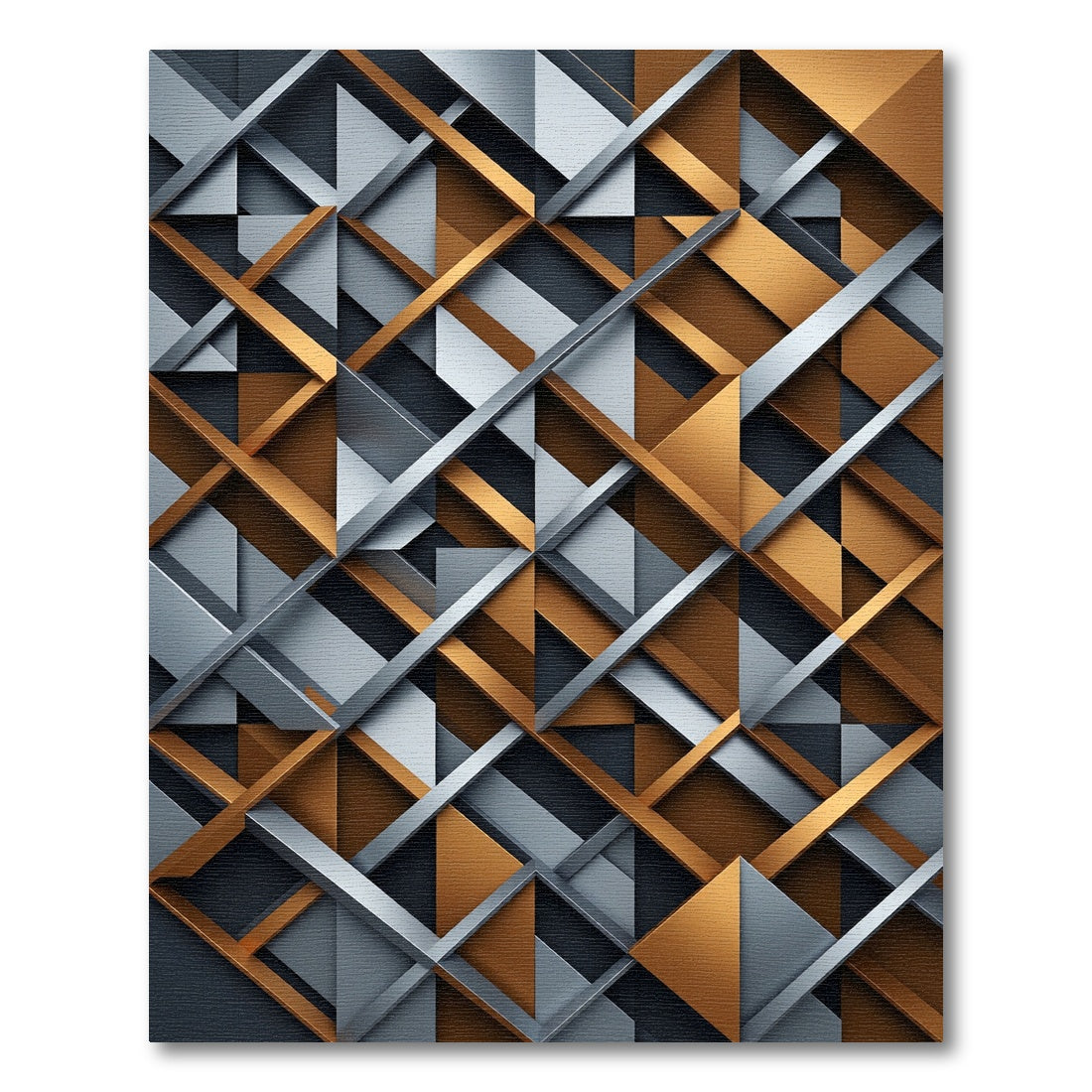 Contemporary Copper and Steel Geometric Lattice Rug