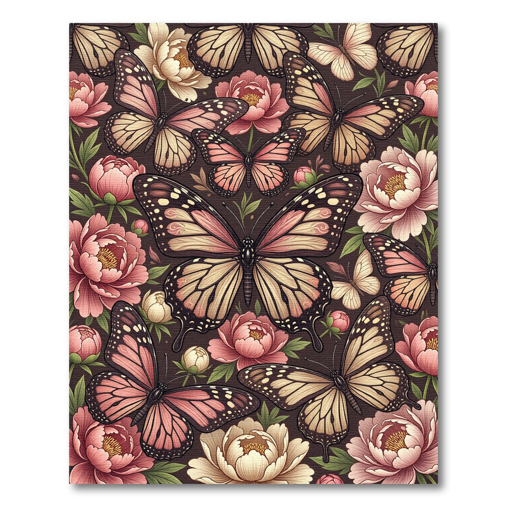Blush Butterfly and Peony Floral Meadow Rug