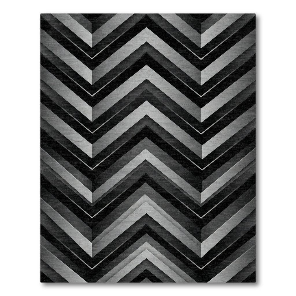 Monochromatic Geometric Chevron Metallic Art Rug