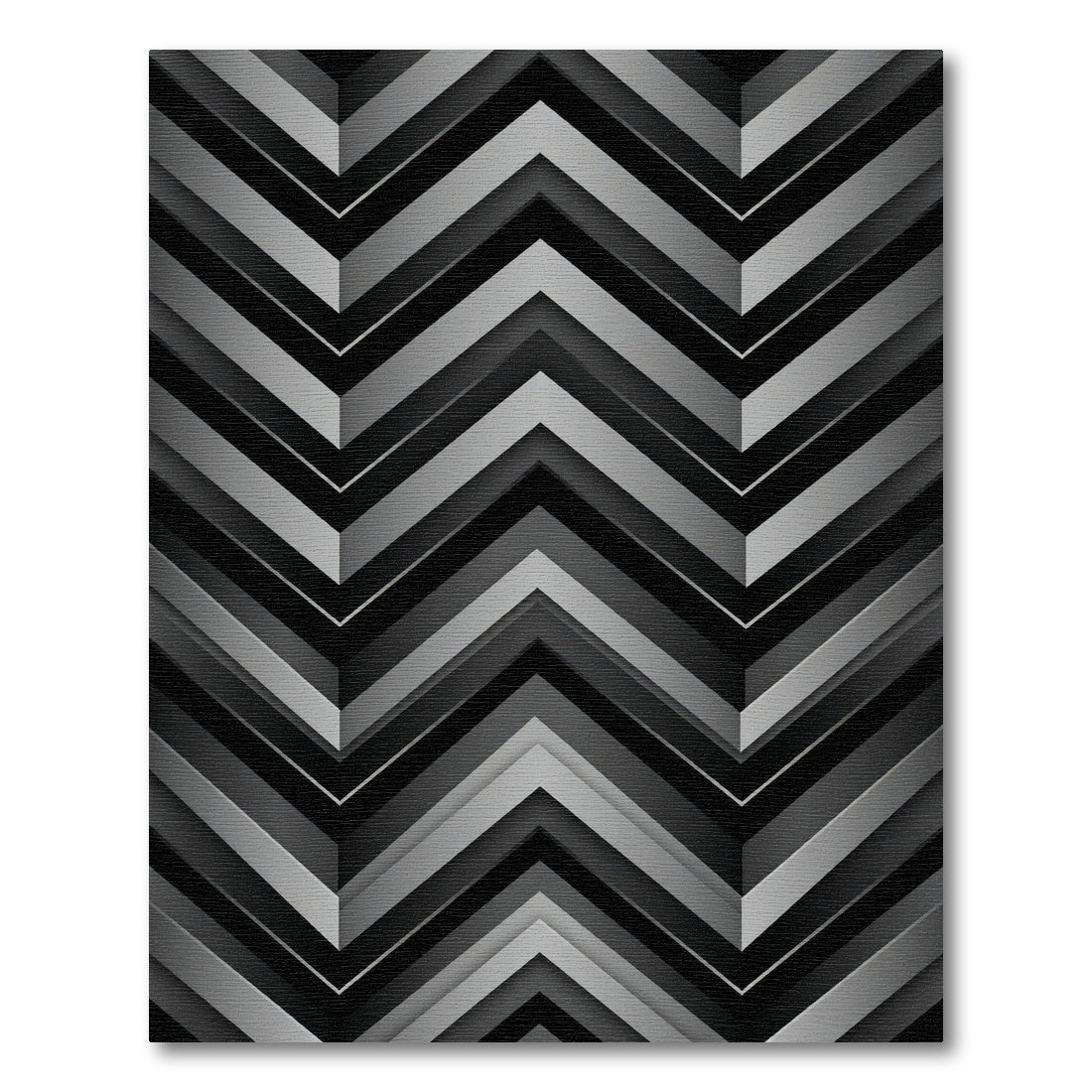 Monochromatic Geometric Chevron Metallic Art Rug