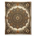 Elegant Golden Mandala Floral Medallion Rug