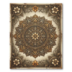Elegant Golden Mandala Floral Medallion Rug
