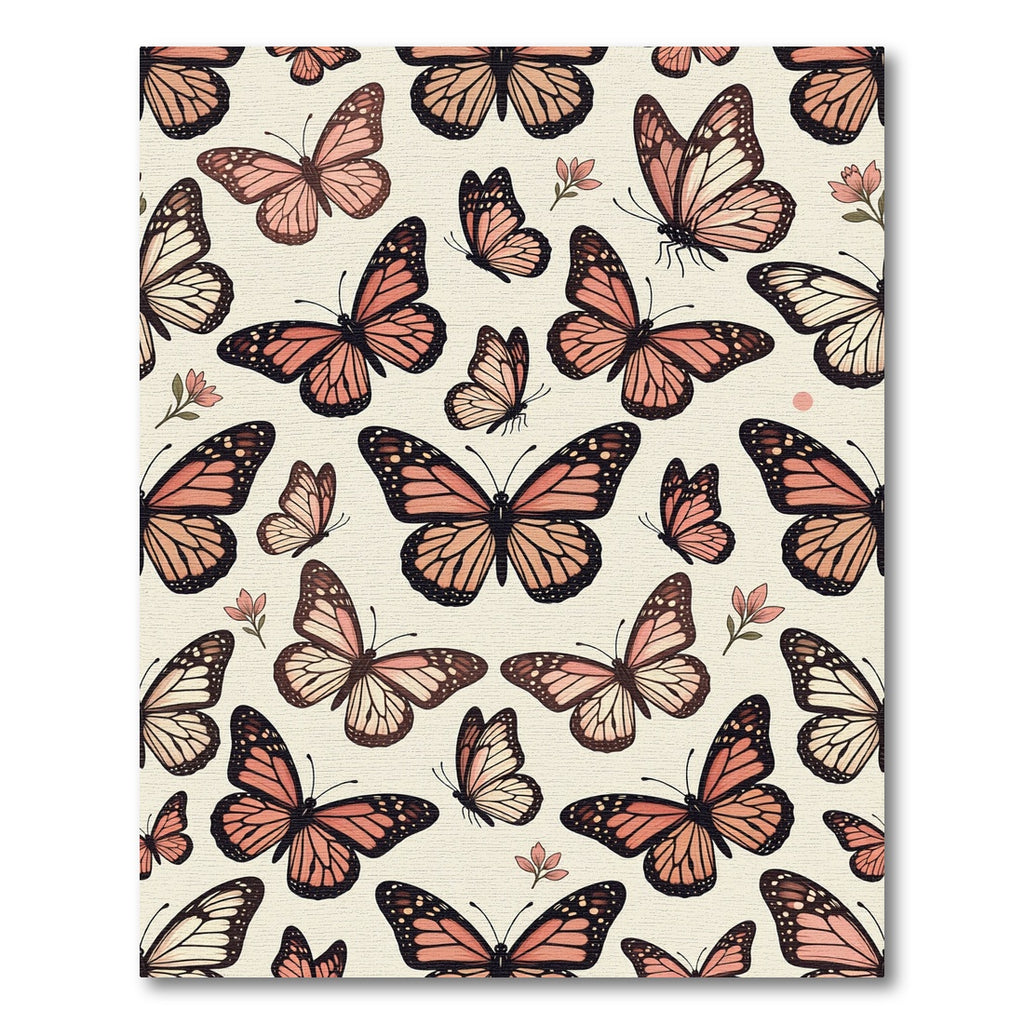 Whimsical Soft Pink Monarch Butterfly Garden Rug
