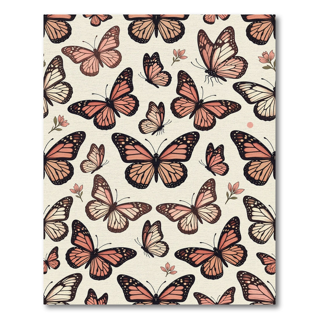 Whimsical Soft Pink Monarch Butterfly Garden Rug