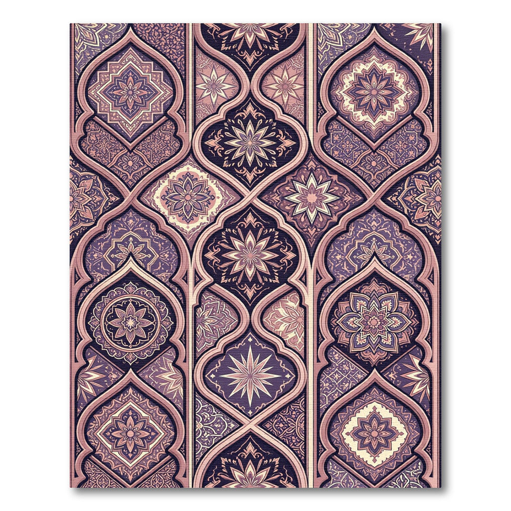 Mauve Arabesque Floral Archway Rug