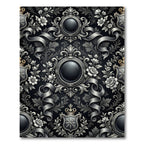 Ornate Silver Floral Emblem Rug