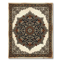 Ornate Black Orange Floral Mandala Rug